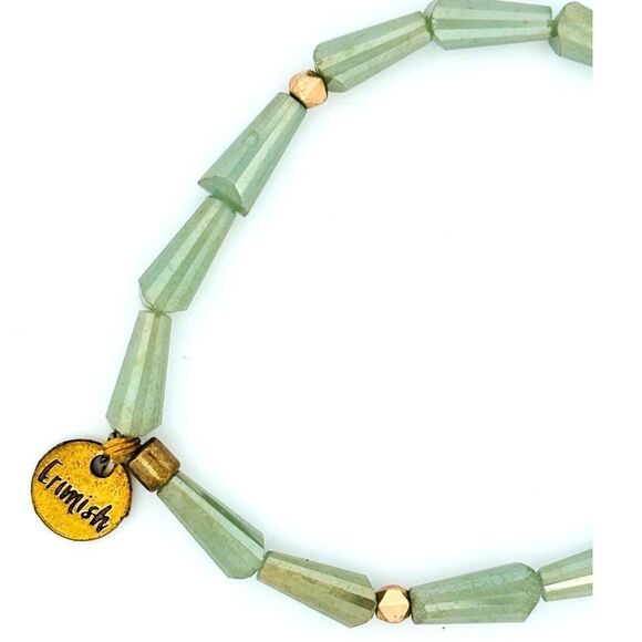 Erimish Green Beaded Bracelet Geometric Shape Stretchy Signed - Picture 3 of 6